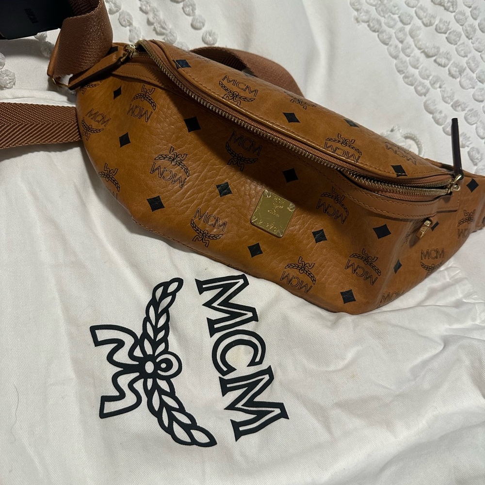MCM Cognac Visetos Belt Bag